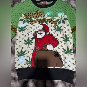 Spencer's Cream & Green 'Santa Has Your Stash' Graphic Crewneck